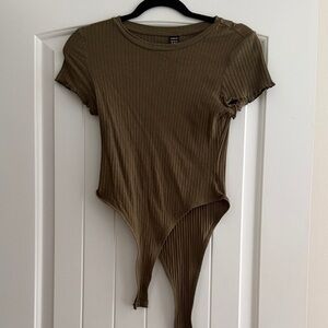 SHEIN Olive Ribbed Bodysuit